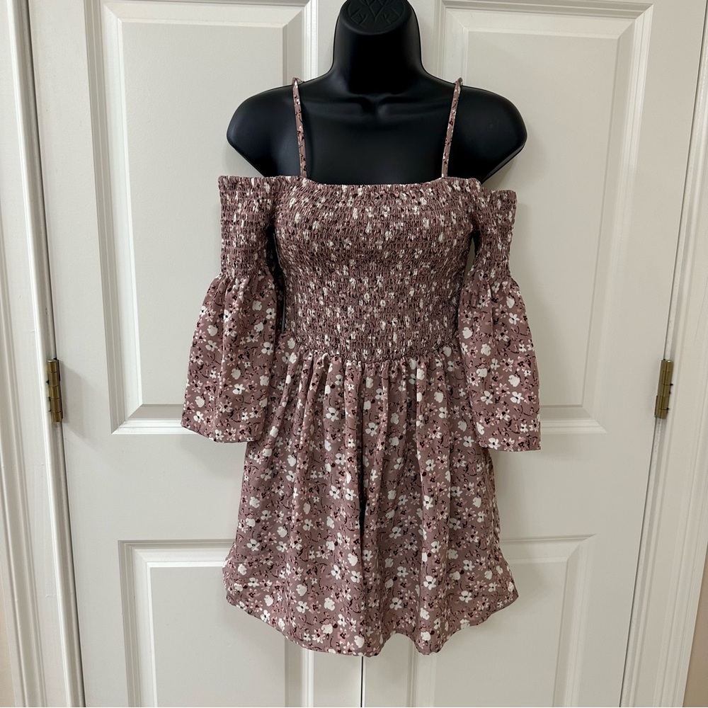 Purple and White Floral Off The Shoulder Romper